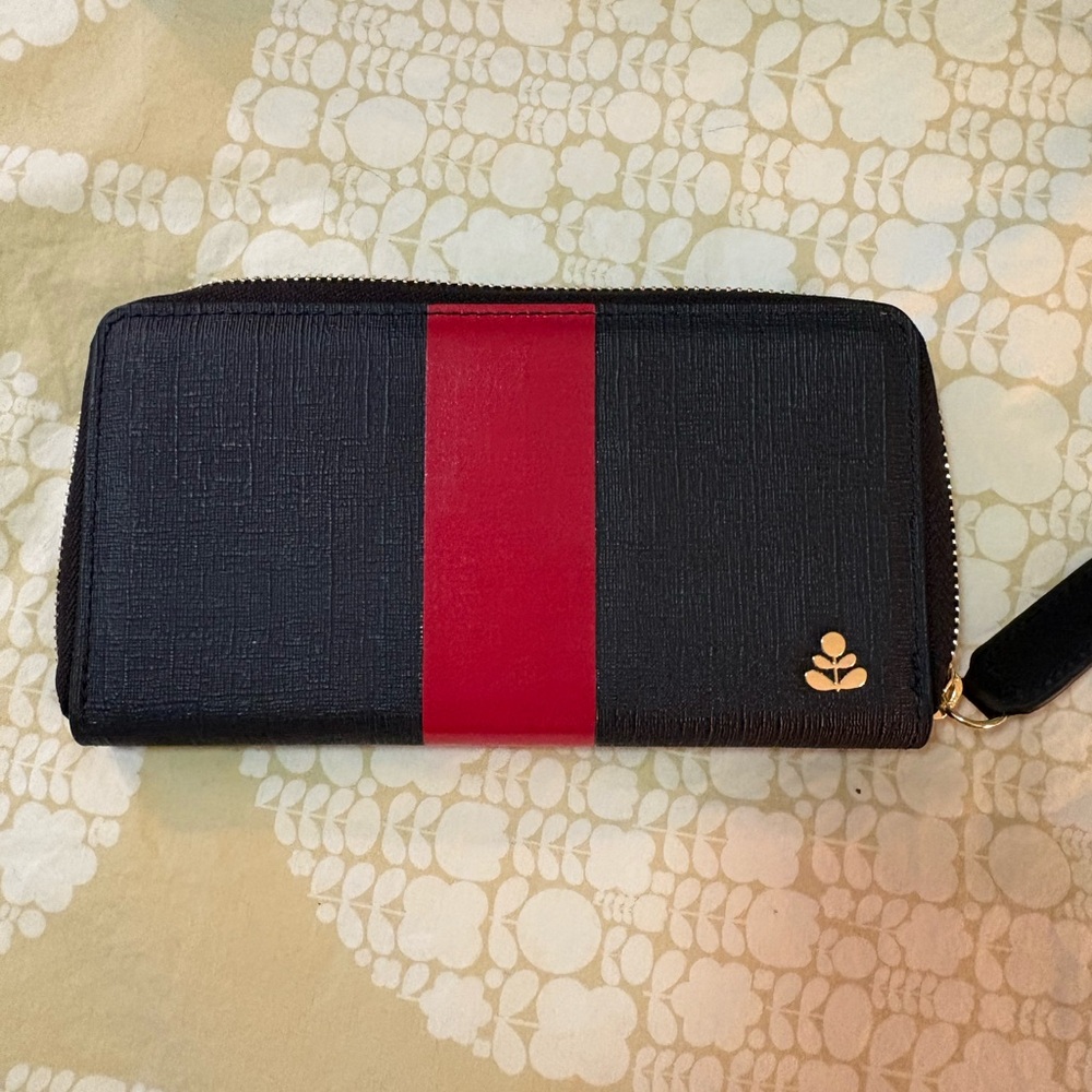 Orla Kiely High Shine Stripe Block Medium Navy and Red Handbag and  Wallet Set - Picture 6 of 13